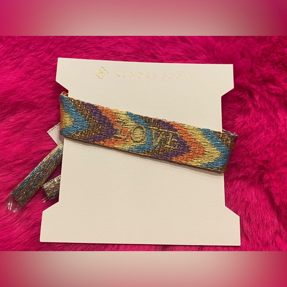 Kendra Scott Love Woven Gold/Multi Color Boho Friendship Bracelet NWT